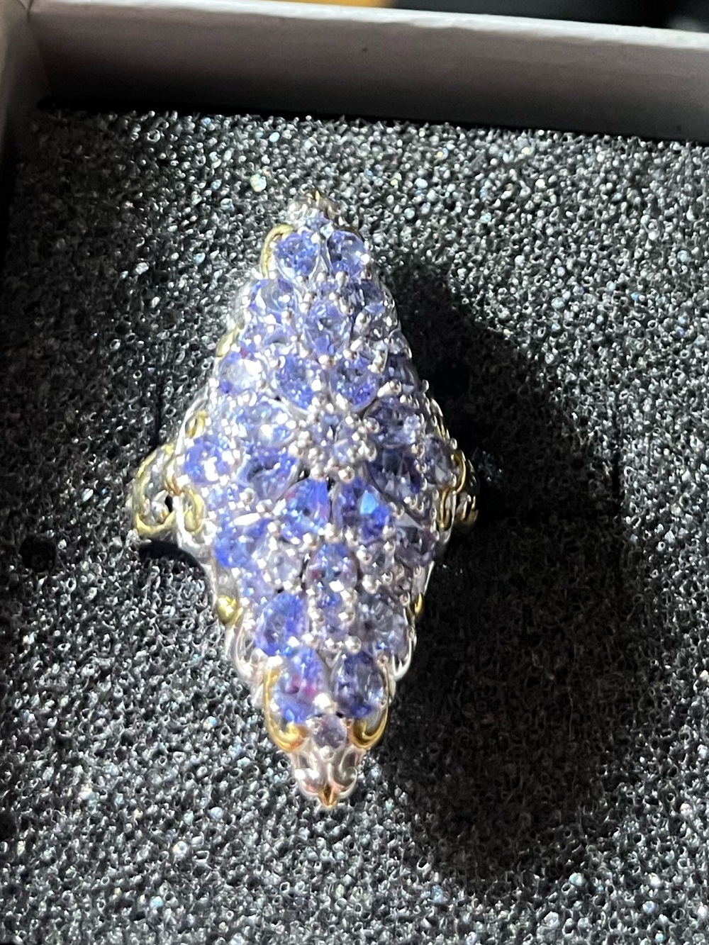 Elegant Purple Cluster Cocktail Ring - Women's Fashion Jewelry
